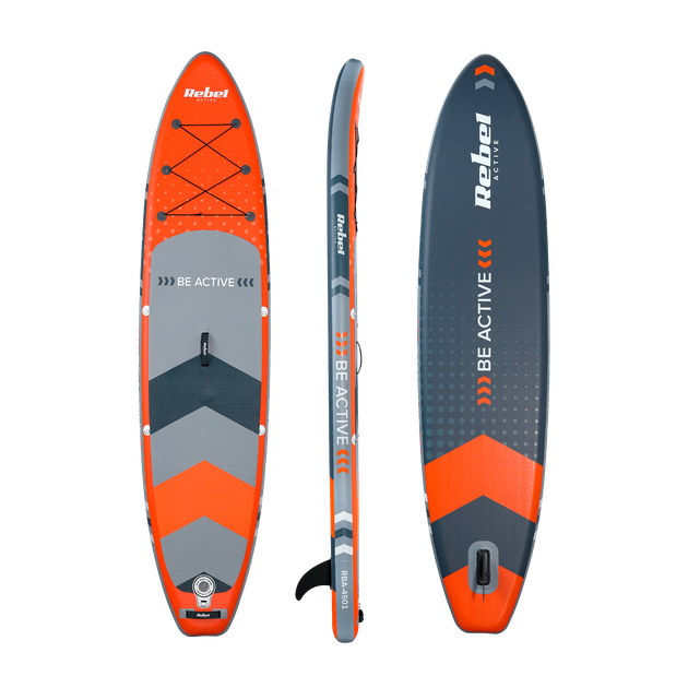 Надувная SUP-доска Rebel Active RBA-4501-OR 350 × 81 × 15 см с сиденьем для каяка до 170 кг оранжевая - изображение 4