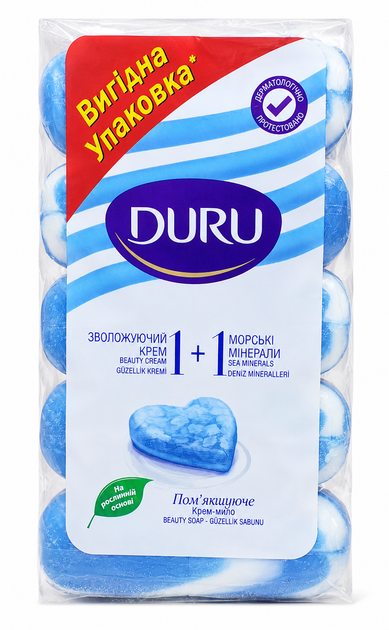 Крем мило зволожуюче Duru 1+1 Морські мінерали економ упаковка,(4+1) . 400г. - зображення 2