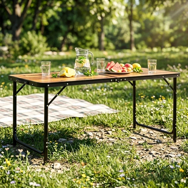 Стіл туристичний Vilde 489404 розкладний 3в1 120 x 60 x 54/62/70 см Коричневий (5900670121683) - Фото 10 Стіл туристичний Vilde 489404 розкладний 3в1 120 x 60 x 54/62/70 см Коричневий (5900670121683) - зображення 10