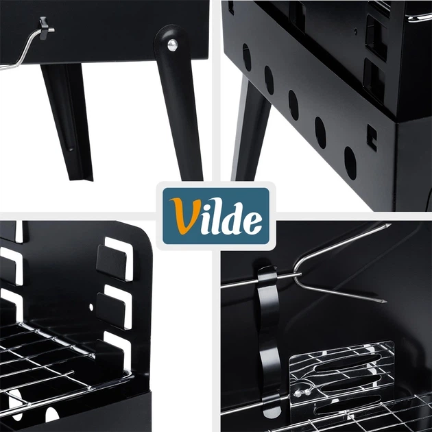 Grill węglowy Vilde 489377 składany przenośny w walizce 43 x 26 x 29 cm (5900670121287) - obraz 4