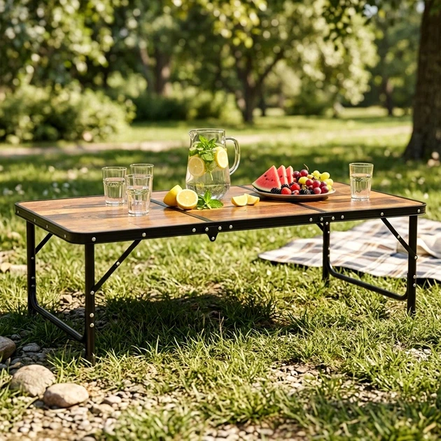 Стіл туристичний Vilde 489406 розкладний 2в1 120 x 60 x 34,5/65 см Коричневий (5900670121706) - Фото 12 Стіл туристичний Vilde 489406 розкладний 2в1 120 x 60 x 34,5/65 см Коричневий (5900670121706) - зображення 12
