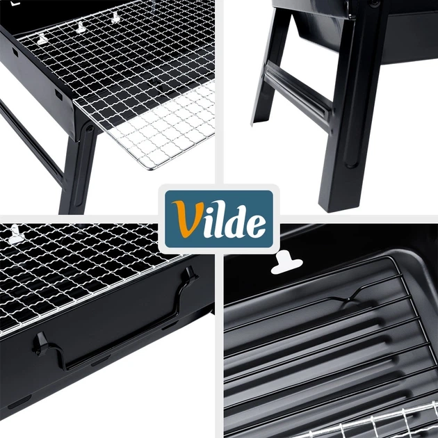 Grill węglowy Vilde 489378 składany przenośny w walizce 40 x 27.5 x 20 cm (5900670121294) - obraz 3