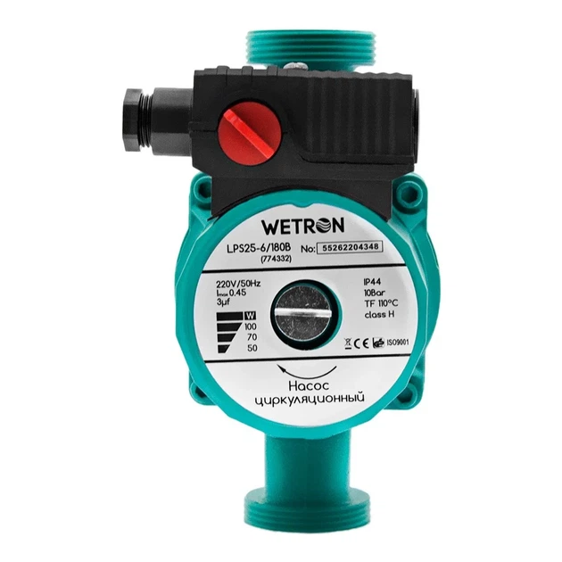 Циркуляційний насос Wetron LР525–4/180С 75Вт 4м 40л/хв чавун зелений 180мм - зображення 3