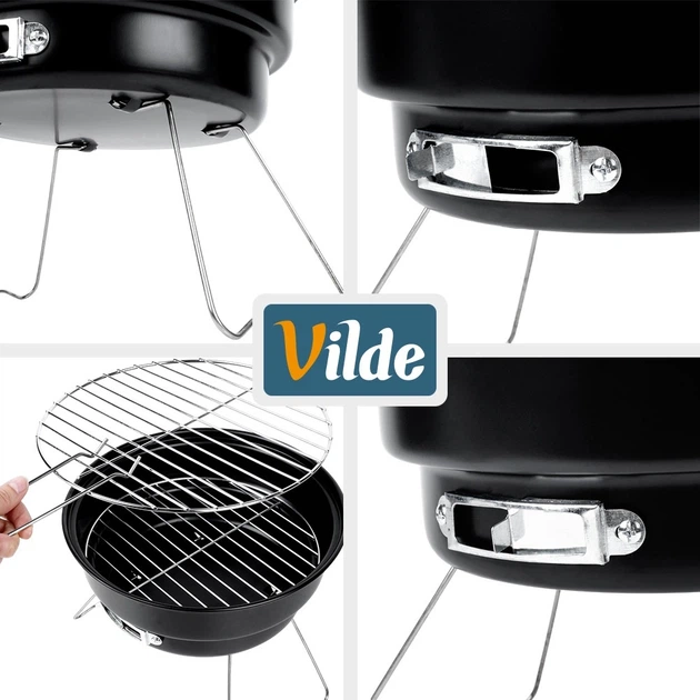 Grill węglowy Vilde 489380 składany przenośny stalowy 28 x 26 x 22 cm (5900670121317) - obraz 4