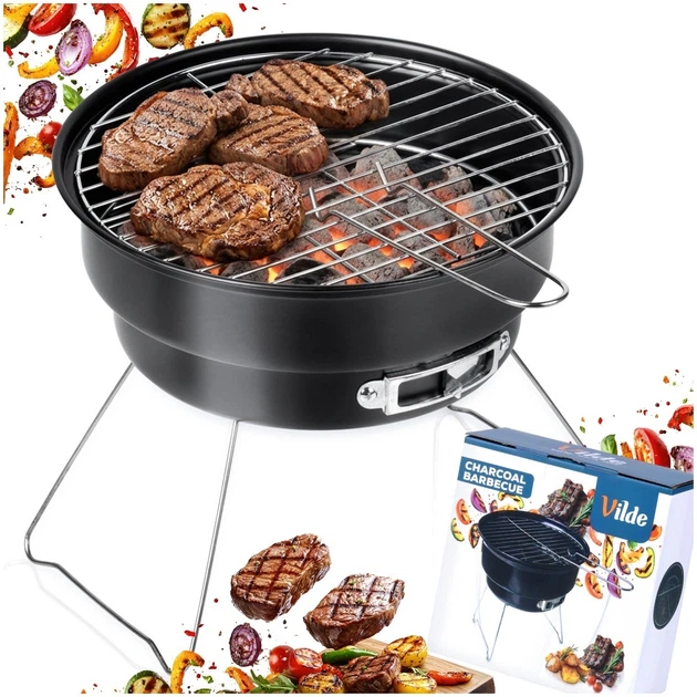 Grill węglowy Vilde 489380 składany przenośny stalowy 28 x 26 x 22 cm (5900670121317) - obraz 6
