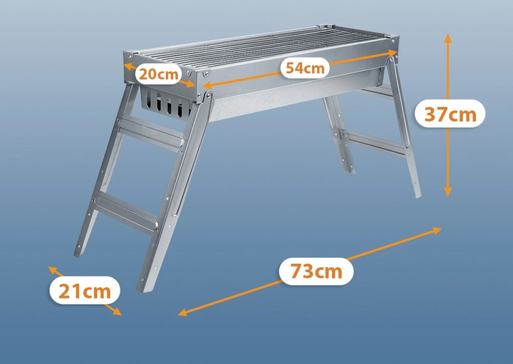 Grill węglowy Vilde 489386 składany przenośny stalowy 73 x 21 x 37 cm (5900670121379) - obraz 6