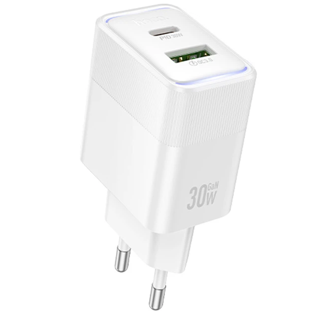 Мережевий зарядний пристрій Hoco CS112A Lounge PD30W+QC3.0 (1USB-A/1C) White - Фото 1 Мережевий зарядний пристрій Hoco CS112A Lounge PD30W+QC3.0 (1USB-A/1C) White - изображение 1