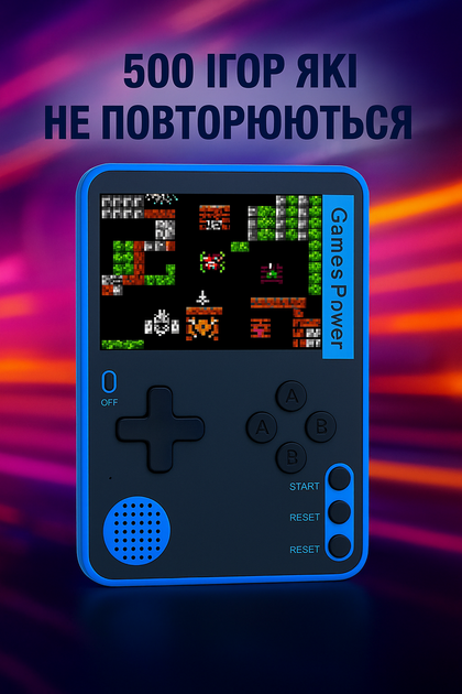 Портативная игровая консоль K10 2.4" 500 встроенных 8-bit игр синяя ретро приставка с цветным LCD экраном - изображение 6
