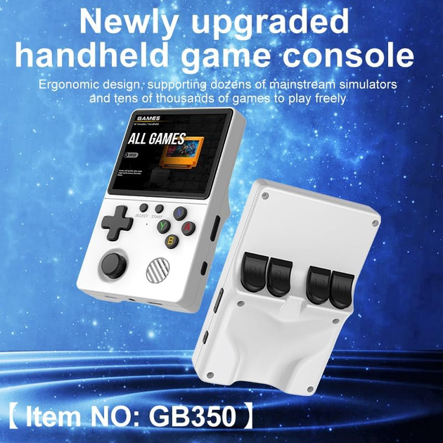 Портативная игровая консоль GB350 Retro White: 3.5" IPS экран, 20 000+ игр, 64GB, аккумулятор 3000 mAh, эмулятор PS1/GBA - изображение 4