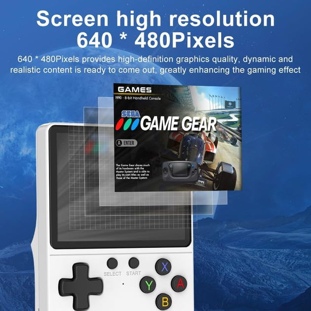 Портативная игровая консоль GB350 Retro White: 3.5" IPS экран, 20 000+ игр, 64GB, аккумулятор 3000 mAh, эмулятор PS1/GBA - изображение 5