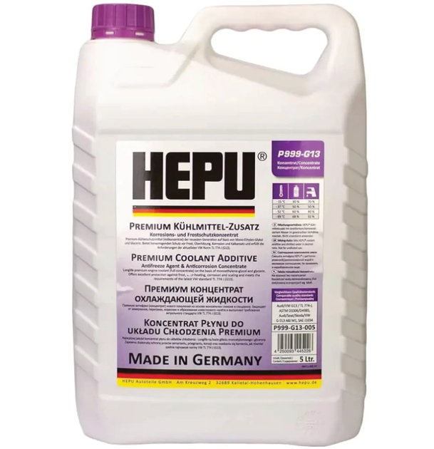 Антифриз фиолетовый HEPU P999 - G13 концентрат - 5л - Фото 1 Антифриз фиолетовый HEPU P999 - G13 концентрат - 5л - изображение 1