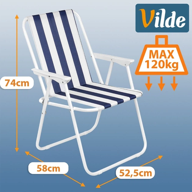 Туристичне крісло Vilde 489353 розкладне Біло-синє (5900670106444) - зображення 8