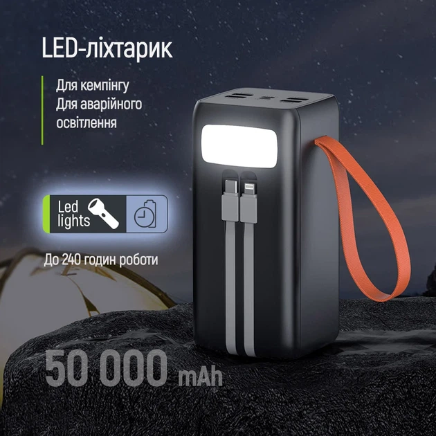 УМБ ColorWay Power Bank 50 000 mAh PowerView (USB QC4.0 + USB-C PD22.5W) Black (CW-PB500LP02BK) - Фото 10 УМБ ColorWay Power Bank 50 000 mAh PowerView (USB QC4.0 + USB-C PD22.5W) Black (CW-PB500LP02BK) - изображение 10