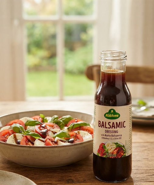 Соус салатный Kühne Balsamic Dressing 250 мл бальзамический дрессинг с оливковым маслом для салатов моцареллы овощей мяса и сыра - Фото 3 Соус салатный Kühne Balsamic Dressing 250 мл бальзамический дрессинг с оливковым маслом для салатов моцареллы овощей мяса и сыра - изображение 3