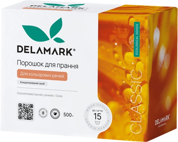 Концентрований безфосфатний пральний порошок Delamark Colour 500 г (4820152330055)