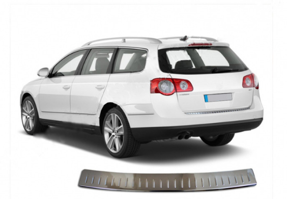 Накладка хромована на задній бампер Volkswagen Passat B6 SW 2006-2011, OmsaLine 7505095T - зображення 3