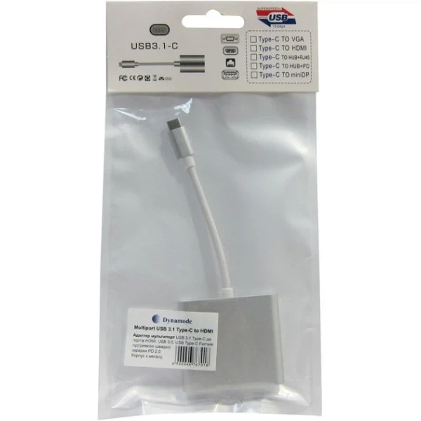 Адаптер Dynamode USB3.1 Type-C to 1хHDMI, 1хUSB 3.0, 1хUSB Type-C Female, разреш. до 4K 3840×2160 (Multiport USB 3.1 Type-C to - Фото 2 Адаптер Dynamode USB3.1 Type-C to 1хHDMI, 1хUSB 3.0, 1хUSB Type-C Female, разреш. до 4K 3840×2160 (Multiport USB 3.1 Type-C to - зображення 2