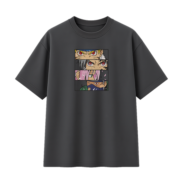 Футболка з вишивкою унісекс графіт XL-3XL розмір Naruto - Фото 1 Футболка з вишивкою унісекс графіт XL-3XL розмір Naruto - зображення 1