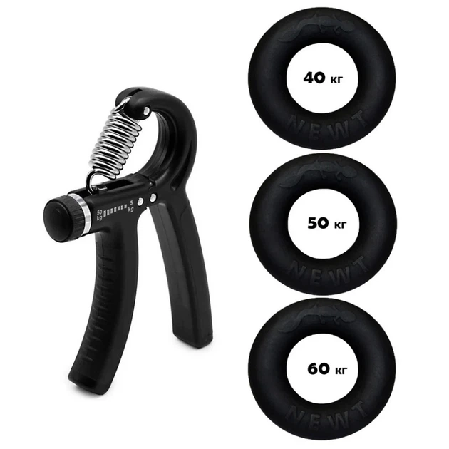 Набор кистевых экспандеров Newt Power Grip Set2 5-60 кг Резина Черный - Фото 1 Набор кистевых экспандеров Newt Power Grip Set2 5-60 кг Резина Черный - изображение 1