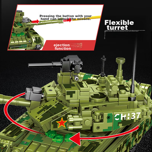 Конструктор Senbaojimu Військова модель Танк Type 99A - Фото 8 Конструктор Senbaojimu Військова модель Танк Type 99A - зображення 8