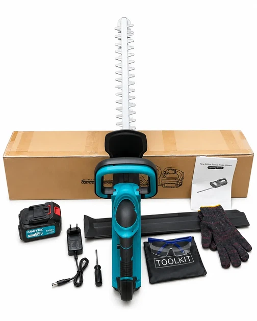 Кусторез аккумуляторный садовый Krafftec MDG5248 с мощным двигателем и лезвием 52 см для ухода за садом с 2 АКБ 52В/6Ач - изображение 4