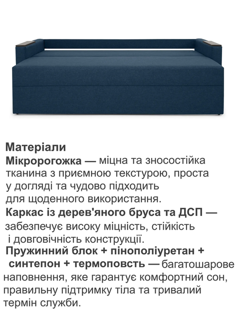 Диван Арні 220 × 98 см, синій - зображення 4