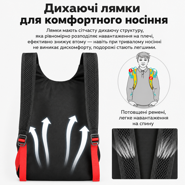 Лёгкий складной рюкзак Vanaheimr 10 л TH-10 чёрный - изображение 6