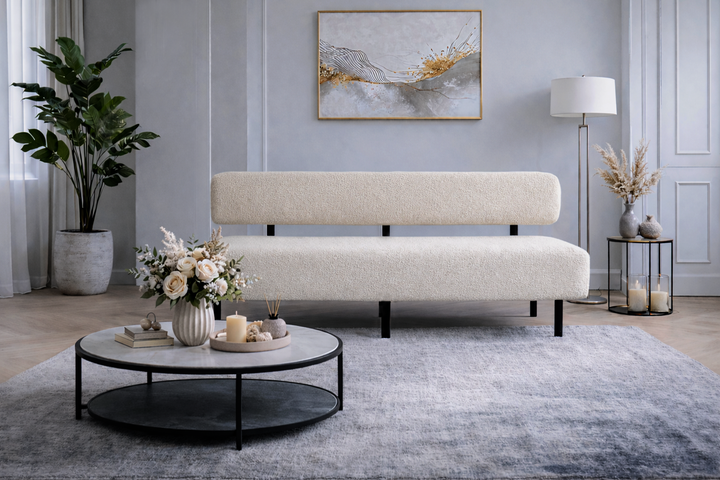 Диван компактный Tobi Sho Люмо для офиса, гостиной, студии, салона, 1800х540х750 букле Alpaca Айвори/04 - изображение 2