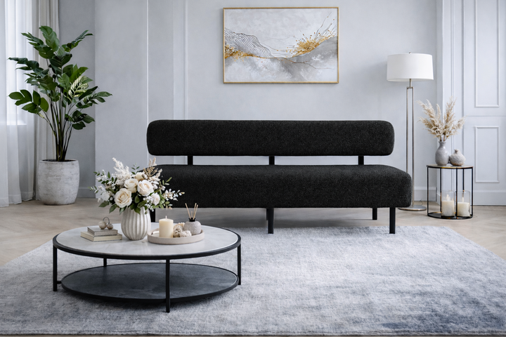 Диван компактный Tobi Sho Люмо для офиса, гостиной, студии, салона, 1800х540х750 букле Alpaca Черный/99 - изображение 2