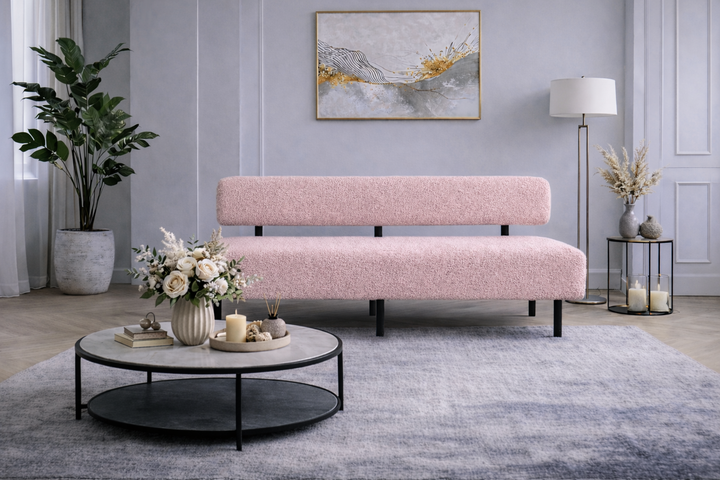 Диван компактный Tobi Sho Люмо для офиса, гостиной, студии, салона, 1800х540х750 букле Alpaca Светло-розовый/61 - изображение 2