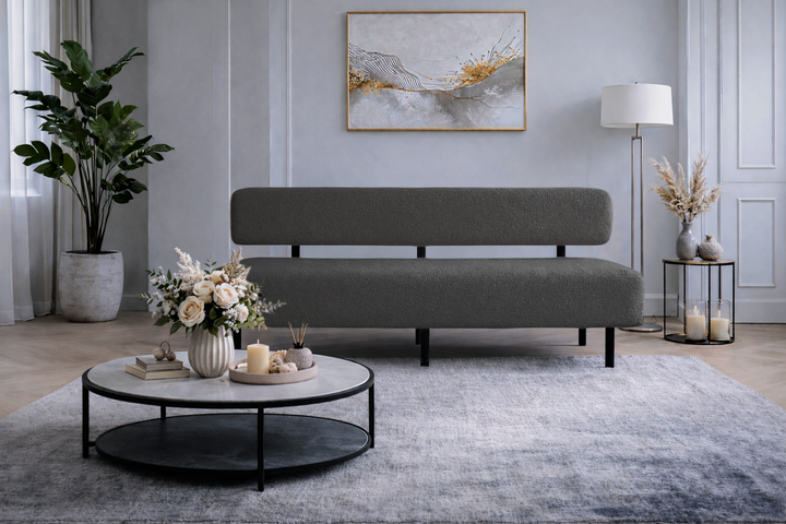 Диван компактный Tobi Sho Люмо для офиса, гостиной, студии, салона, 1800х540х750 букле Alpaca Темно-серый/97 - изображение 2