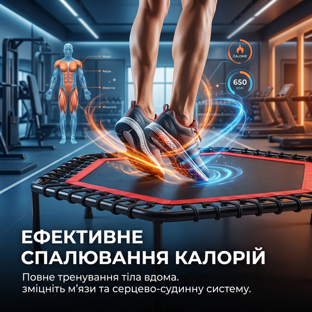 Фітнес батут для тренувань та джампінгу Батут з регульованою ручкою Червоний - зображення 3