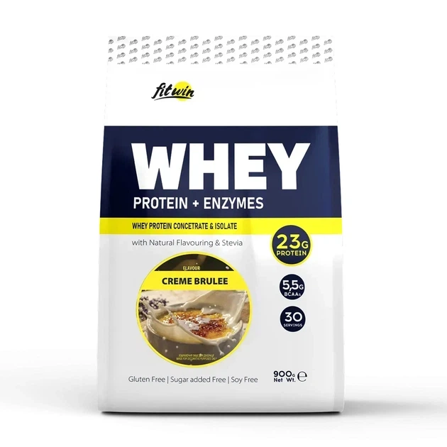 Сироватковий протеїн з ензимами FitWin Whey Protein + Enzymes (900 г, creme brulle) - Фото 1 Сироватковий протеїн з ензимами FitWin Whey Protein + Enzymes (900 г, creme brulle) - изображение 1