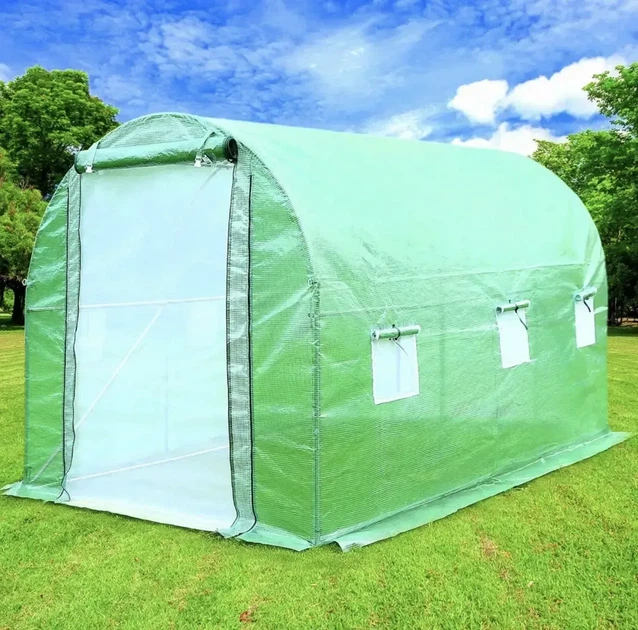 Теплиця садова 6 м² 3×2×2 м 6 вікон армована плівка 140 г/м² UV-4 оцинкований каркас 19 мм Зелена (P0021) - изображение 7