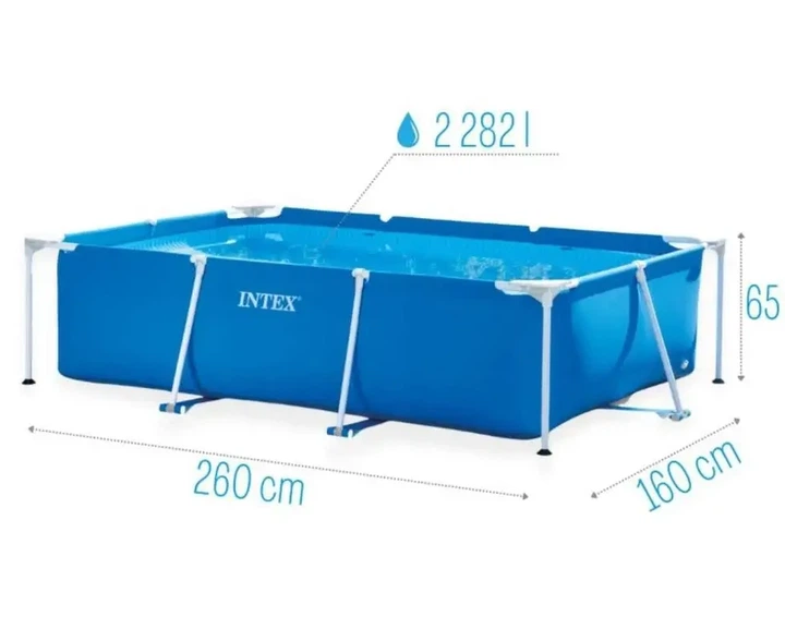 Каркасний прямокутний басейн Intex 260×160×65 см 2300 л сімейний басейн для дачі (02k12p028v2) - изображение 3