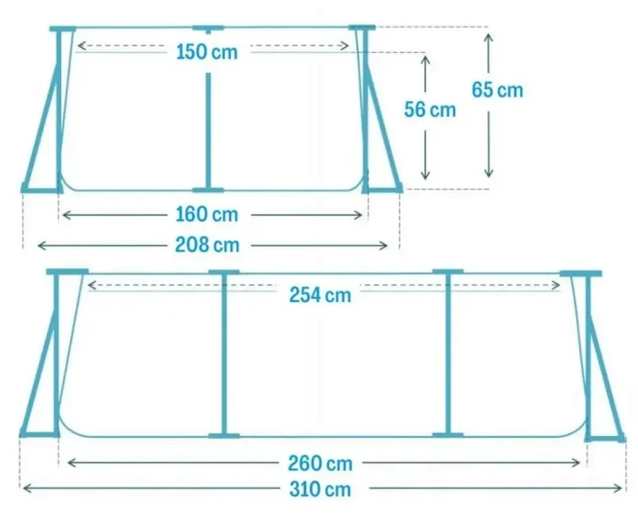 Каркасний прямокутний басейн Intex 260×160×65 см 2300 л сімейний басейн для дачі (02k12p028v2) - изображение 4