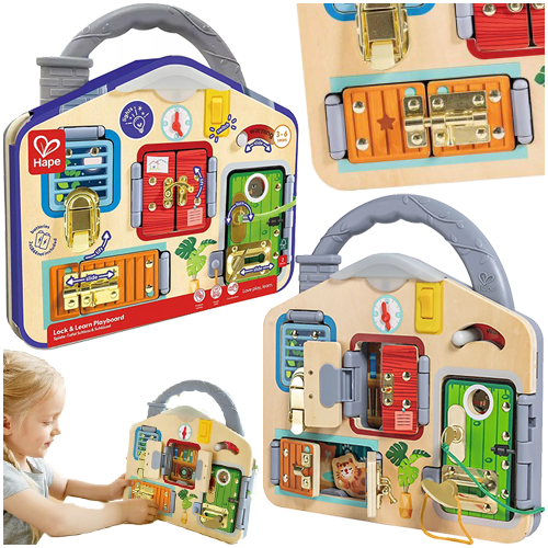 Zestaw zabawek Hape Lock Board (6943478047150) - Zdjęcie 4 Zestaw zabawek Hape Lock Board (6943478047150) - obraz 4