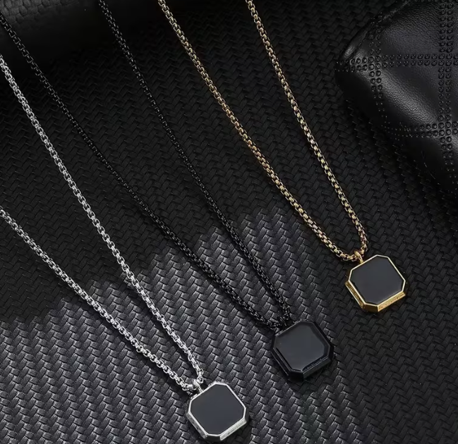 Чоловічий квадратний кулон, підвіска з ланцюжком Square Black - Фото 3 Чоловічий квадратний кулон, підвіска з ланцюжком Square Black - изображение 3