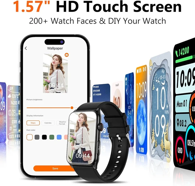 Смарт-годинник Marsyu 2026 1.57" Bluetooth дзвінки, тонометр, пульс, SpO2, монітор сну, 120 спортивних режимів, IP67, Android/iOS - зображення 5