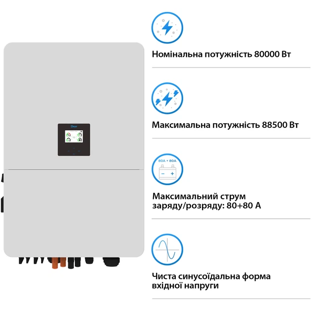 Система зберігання енергії DEYE SUN-80K-SG02HP3-EU-EM6 80kW 209kWh 1BAT LiFePO4 ≥10000 циклів (SV-3DE80K1-HGS209K1-1) - зображення 3
