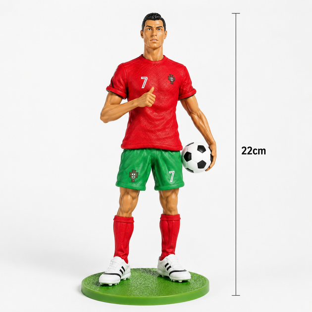 Коллекционная фигурка Cristiano Ronaldo 22см с мячом на подставке сувенир для фанатов футбола - изображение 3
