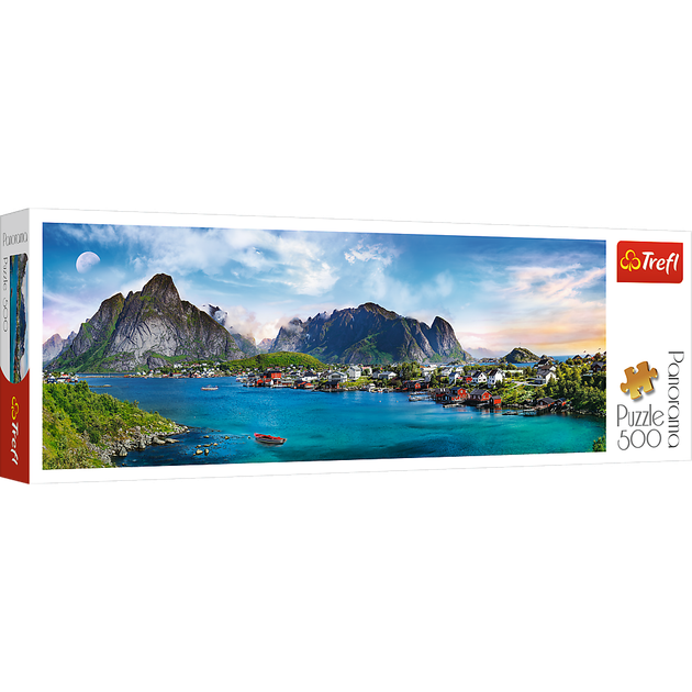 Puzzle Trefl Lofoty archipelag, Norwegia, 500 elementów panoramicznych (29500) - Zdjęcie 2 Puzzle Trefl Lofoty archipelag, Norwegia, 500 elementów panoramicznych (29500) - obraz 2