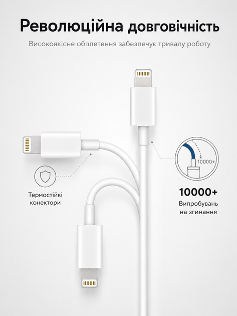 Кабель для быстрой зарядки Apple iPhone Type-C to Lightning USB-C шнур лайтнинг тайпси зарядка для IOS устройств айфон айпад (100 см) - Фото 3 Кабель для быстрой зарядки Apple iPhone Type-C to Lightning USB-C шнур лайтнинг тайпси зарядка для IOS устройств айфон айпад (100 см) - изображение 3