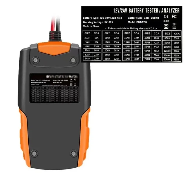 Тестер аккумуляторных батарей FOXSUR FBT200 12V/24V 3-200Ah - изображение 2