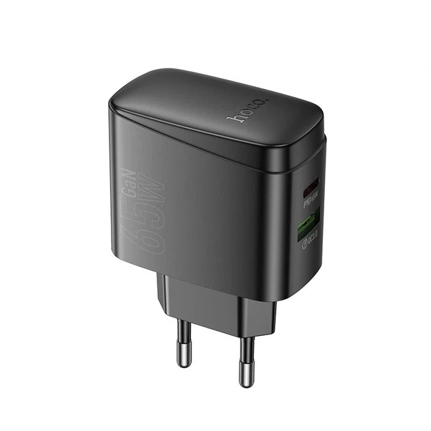 Мережевий зарядний пристрій HOCO CS63A Bright PD65W (1A1C) charger (EU) Black - Фото 1 Мережевий зарядний пристрій HOCO CS63A Bright PD65W (1A1C) charger (EU) Black - зображення 1