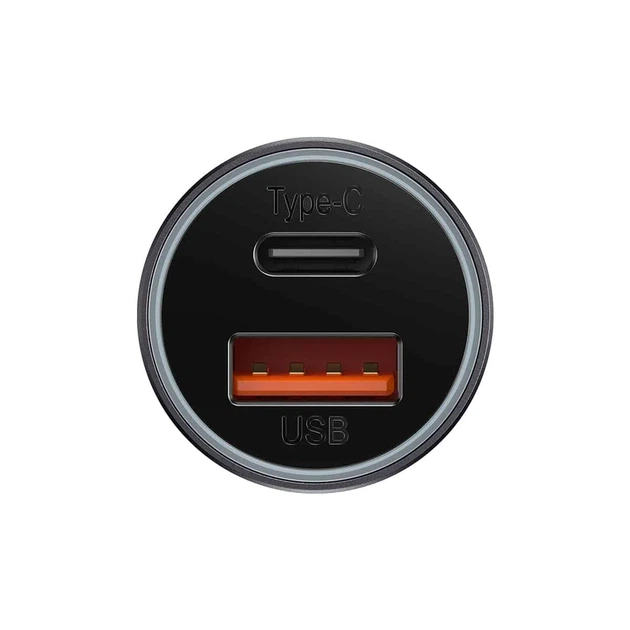 Автомобільний зарядний пристрій Baseus Golden Contactor Max Dual Fast Charger Car Charger U+C 60W Dark Gray - зображення 5