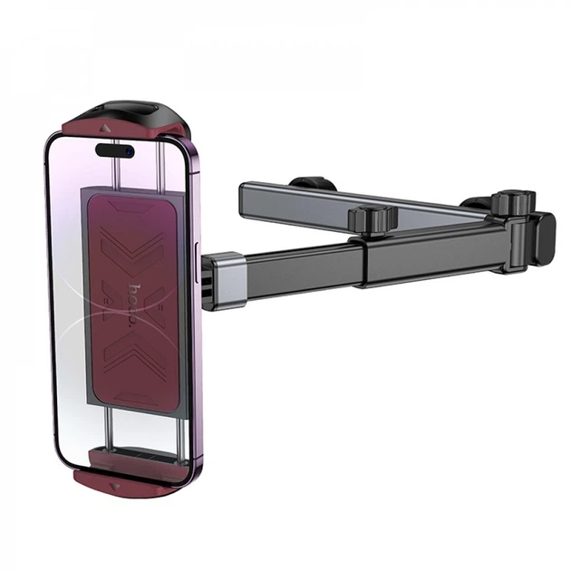 Автомобильный держатель для планшета и телефона HOCO H69 Gamble telescopic tablet car holder раздвижной держатель на подголовник сиденья авто Черный - изображение 2