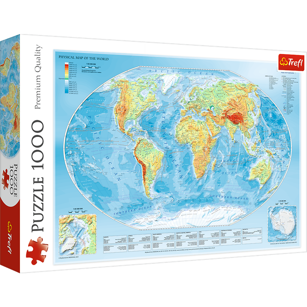 Puzzle Trefl Fizyczna mapa świata 1000 elementów (10463) - obraz 2