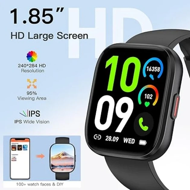 Смарт-часы Ddidbi P114 Black, Bluetooth 5.3, звонки, 1.85", IP68, пульс, SpO₂, 120+ спортивных режимов - Фото 7 Смарт-часы Ddidbi P114 Black, Bluetooth 5.3, звонки, 1.85", IP68, пульс, SpO₂, 120+ спортивных режимов - изображение 7
