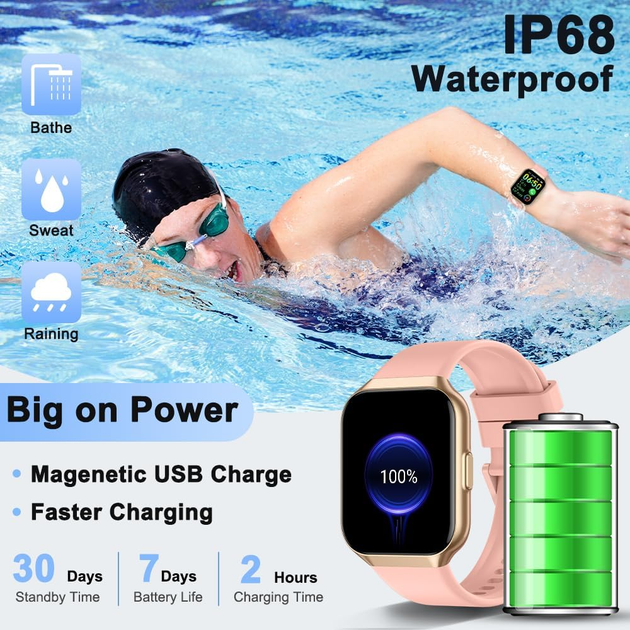 Смарт-годинник QCOQ 1.96" HD, Bluetooth дзвінки, пульс, SpO2, 110+ спортивних режимів, фітнес-трекер для Android та iOS - зображення 8